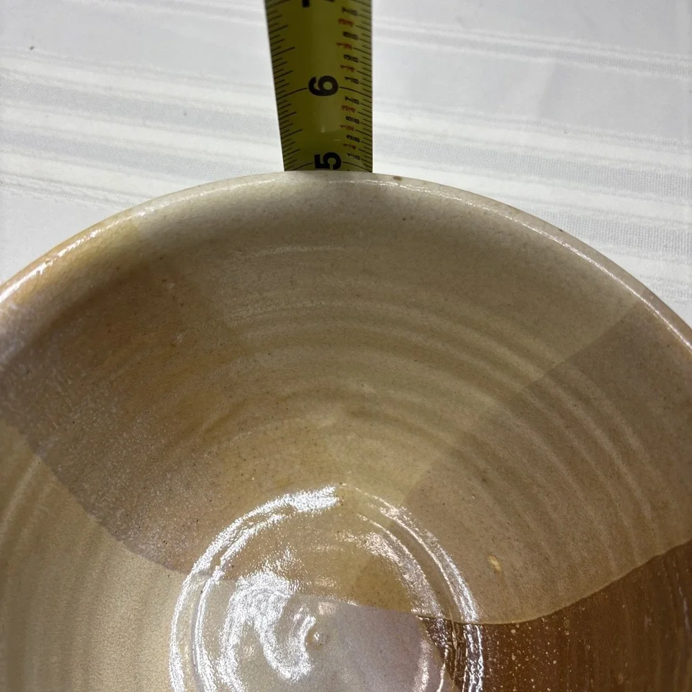 RU Jewell Studio Pottery Hand Thrown Bowl Glazed In Browns And Tans Signed